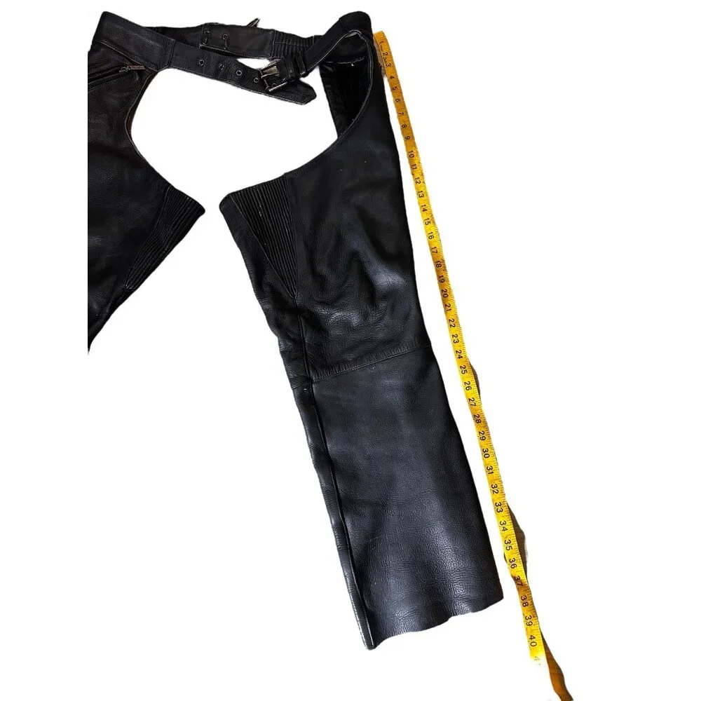 Milwaukee Biker Leather Chaps Men Large Black Adjustable Waist Motorcycle Cowboy